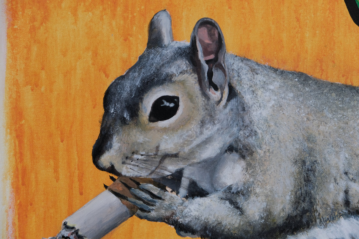 Smoking Squirrel (Original Painting)