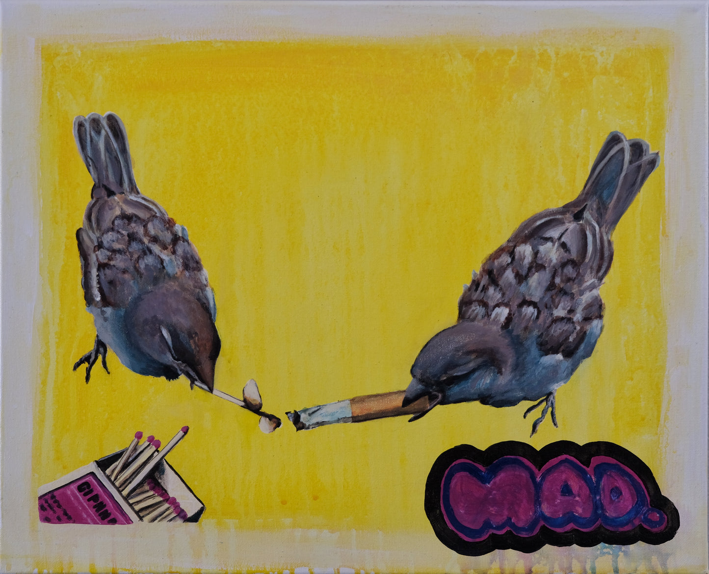 Smoking Birds (Original Painting)